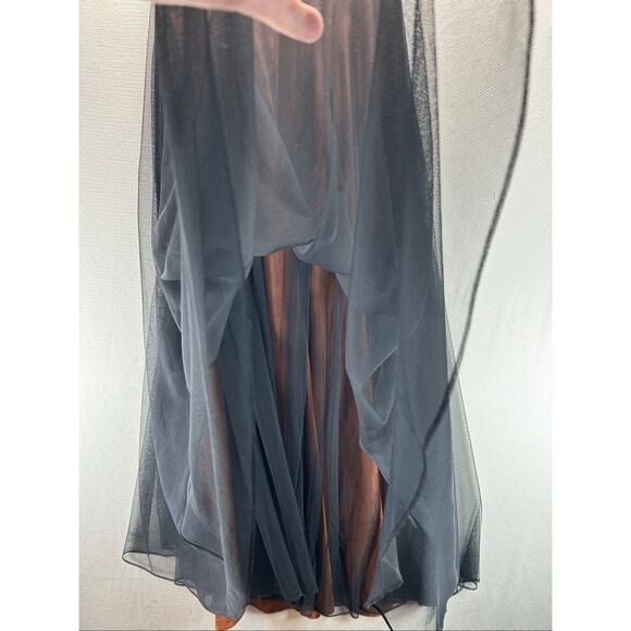 Adrianna Papell Tulle Maxi Skirt Copper Black Evening Goth Formal Size 8 - Picture 11 of 15